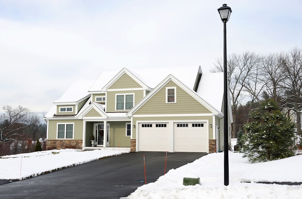 winter weather on asphalt driveway